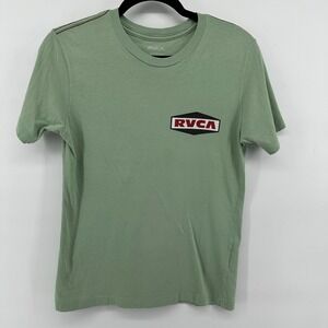RVCA Boys Balance of Opposites Graphic T-Shirt Sage Green Size Medium Distressed